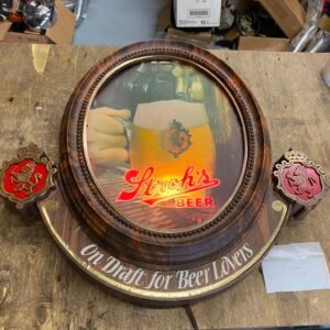 Vtg Strohs Draft For Beer Lovers Light up sign 18x19 Brewerian Man Cave Bar Room