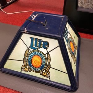 VTG 1980s Miller Lite Beer Blue Pool Table Hanging Bar Pub Sign tested works