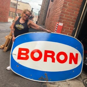 49x71 Boron Gas Oil metal Vtg Sign Service Station 1960's Petrol Garage Tin Coll