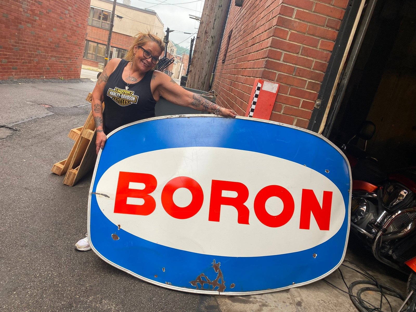 49x71 Boron Gas Oil metal Vtg Sign Service Station 1960's Petrol Garage Tin Coll