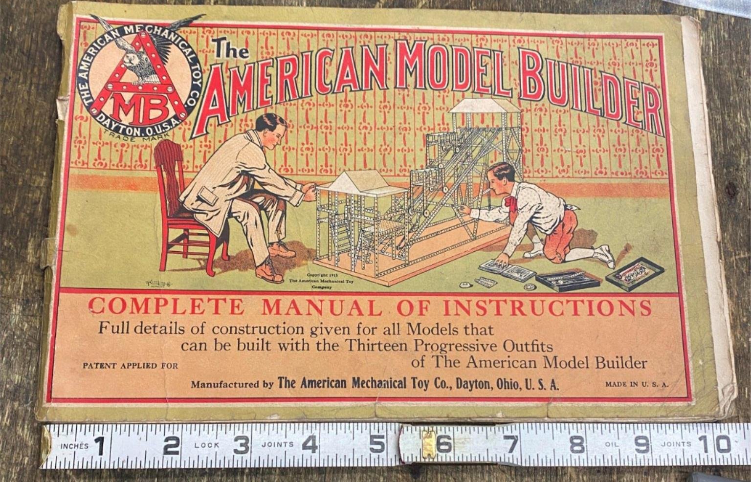 img4313_2c24d7f0-f4a5-41de-8497-ce03939ffb22.jpg Vtg 1913 Book American Model Builder Catalogue Maccano Erector Set Antique Toys!
