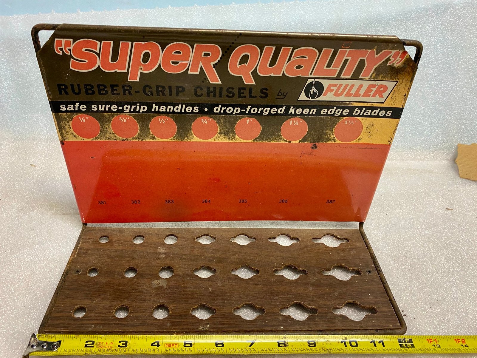 Vintage Advertising Fuller Chisel Display Hardware Gene Store Tool Sign 70's Tin