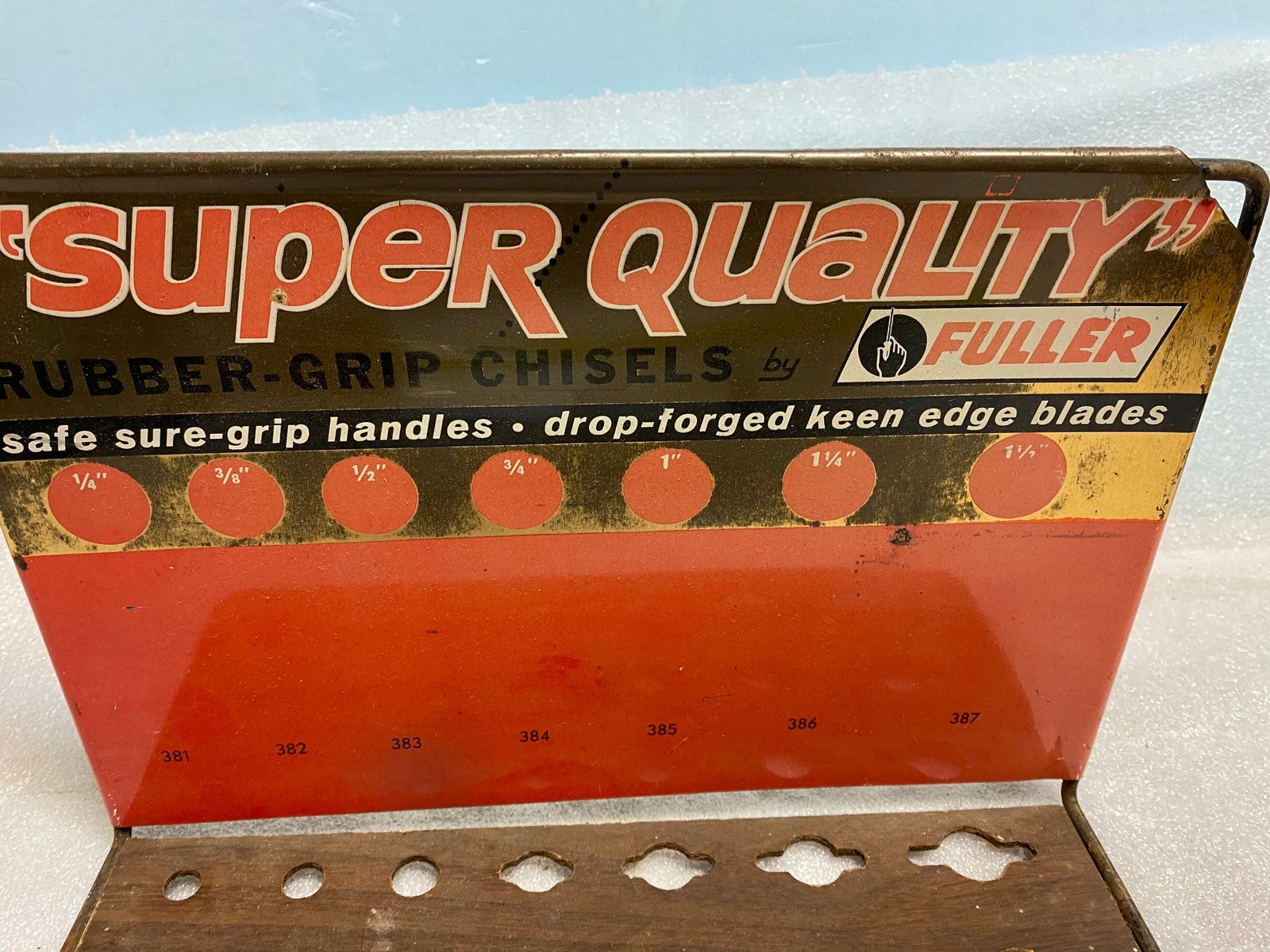Vintage Advertising Fuller Chisel Display Hardware Gene Store Tool Sign 70's Tin