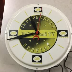 Vintage CBS Tubes Radio & TV Independent Service lighted electronic wall Clock