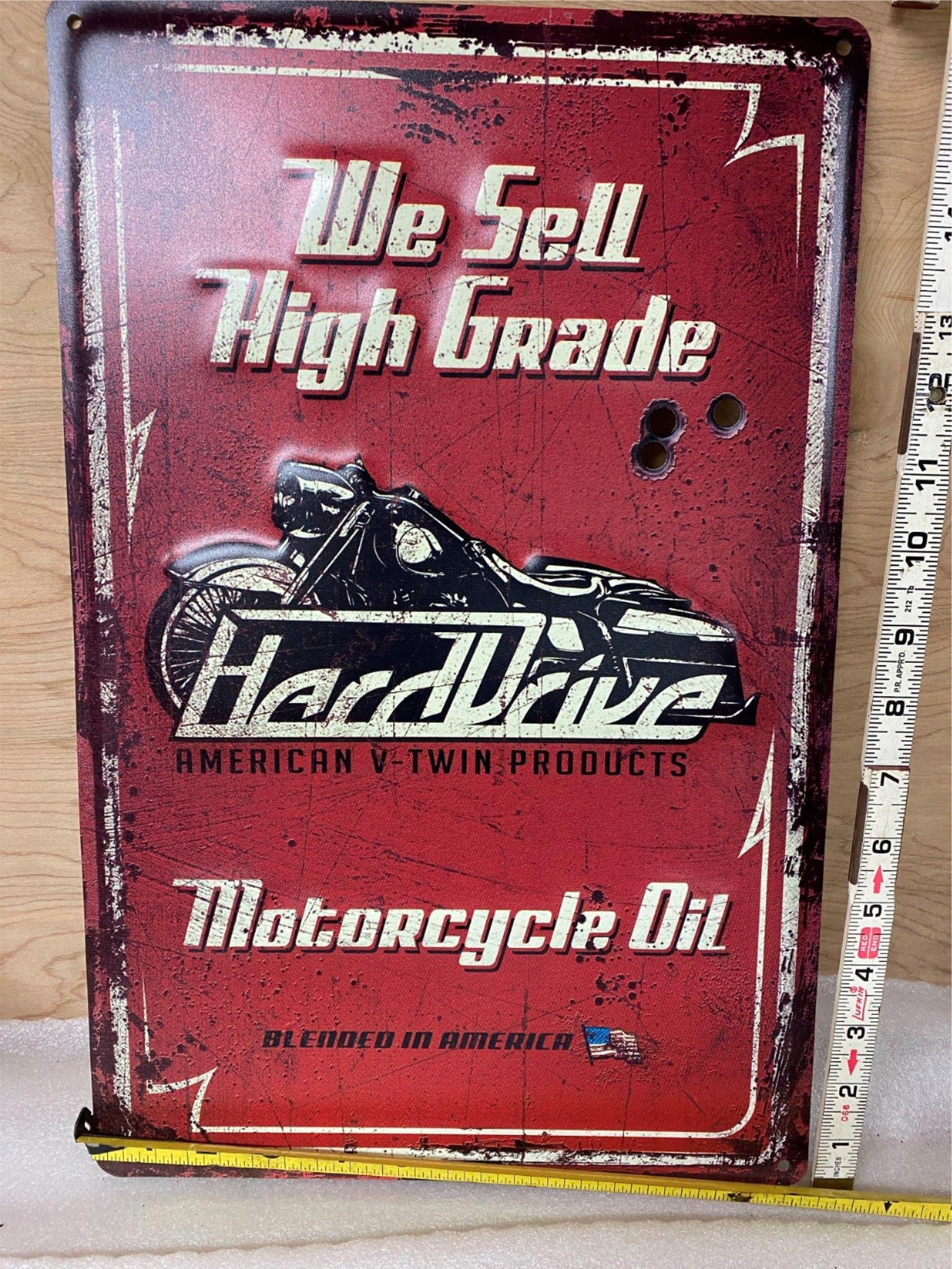 Tin Sign Harddrive Motorcycle Oil Embossed Vtg look Vtwin Harley Chopper 16x9