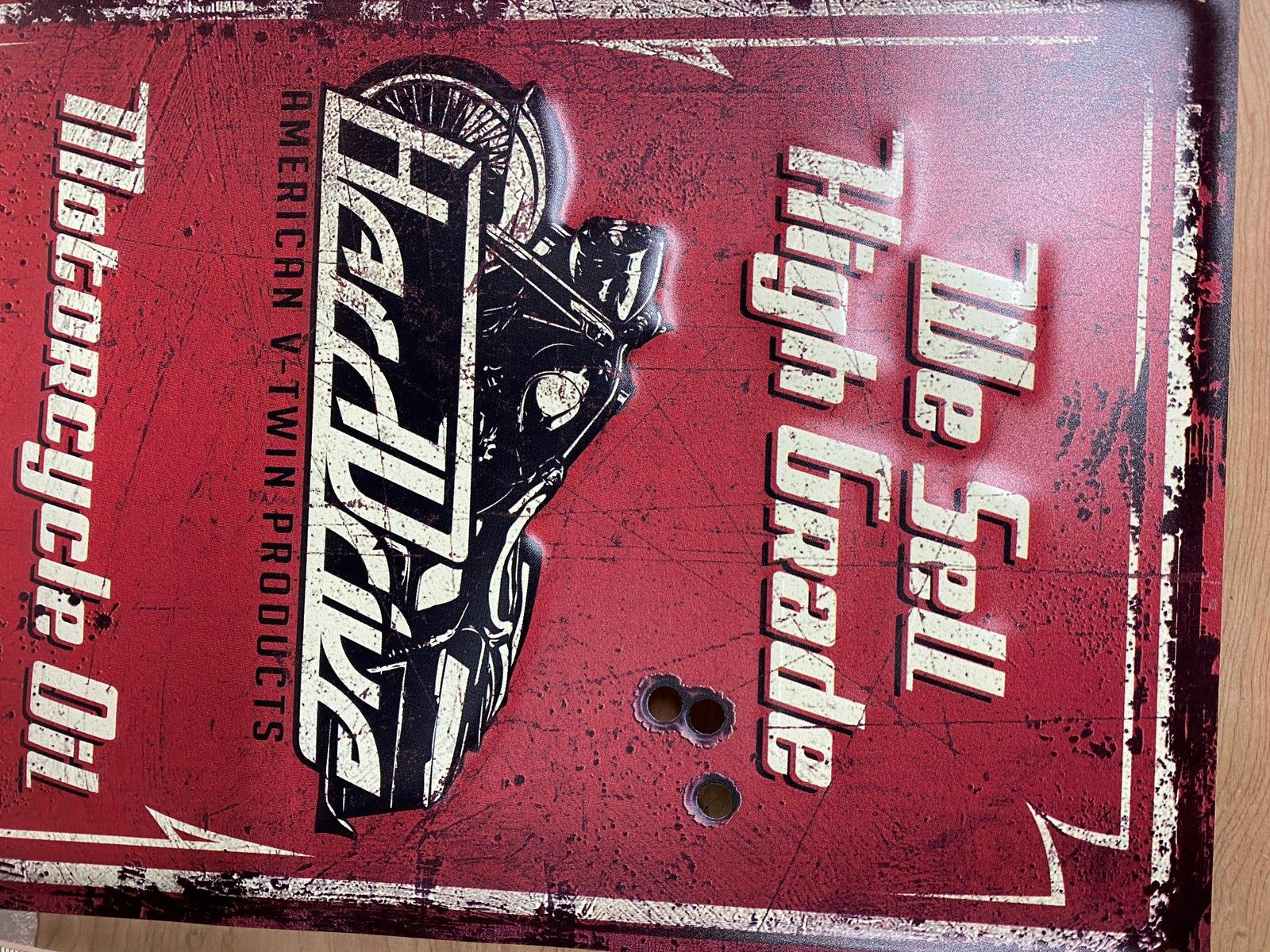 Tin Sign Harddrive Motorcycle Oil Embossed Vtg look Vtwin Harley Chopper 16x9