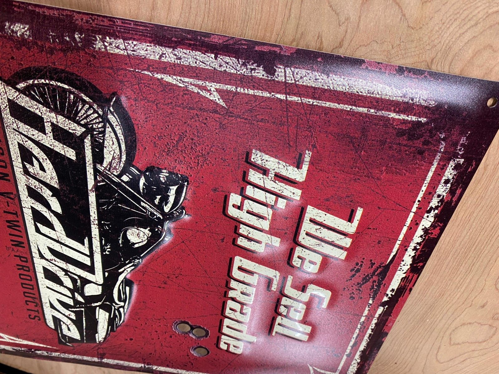 Tin Sign Harddrive Motorcycle Oil Embossed Vtg look Vtwin Harley Chopper 16x9