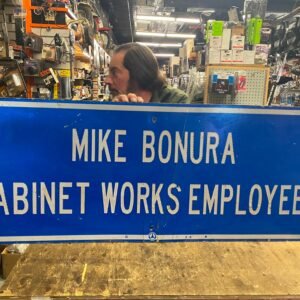 Vtg Sign Bonura Cabinet Works Pgh Pa Road Sign 48x18 alum Road Advertising Cave