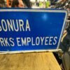img6034_2f072dc9-3fd9-4761-9a12-6e56614b91e2.jpg Vtg Sign Bonura Cabinet Works Pgh Pa Road Sign 48x18 alum Road Advertising Cave