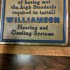 VTG 1950s Williamson Certified Dealer Heating and Cooling Systems hanging sign