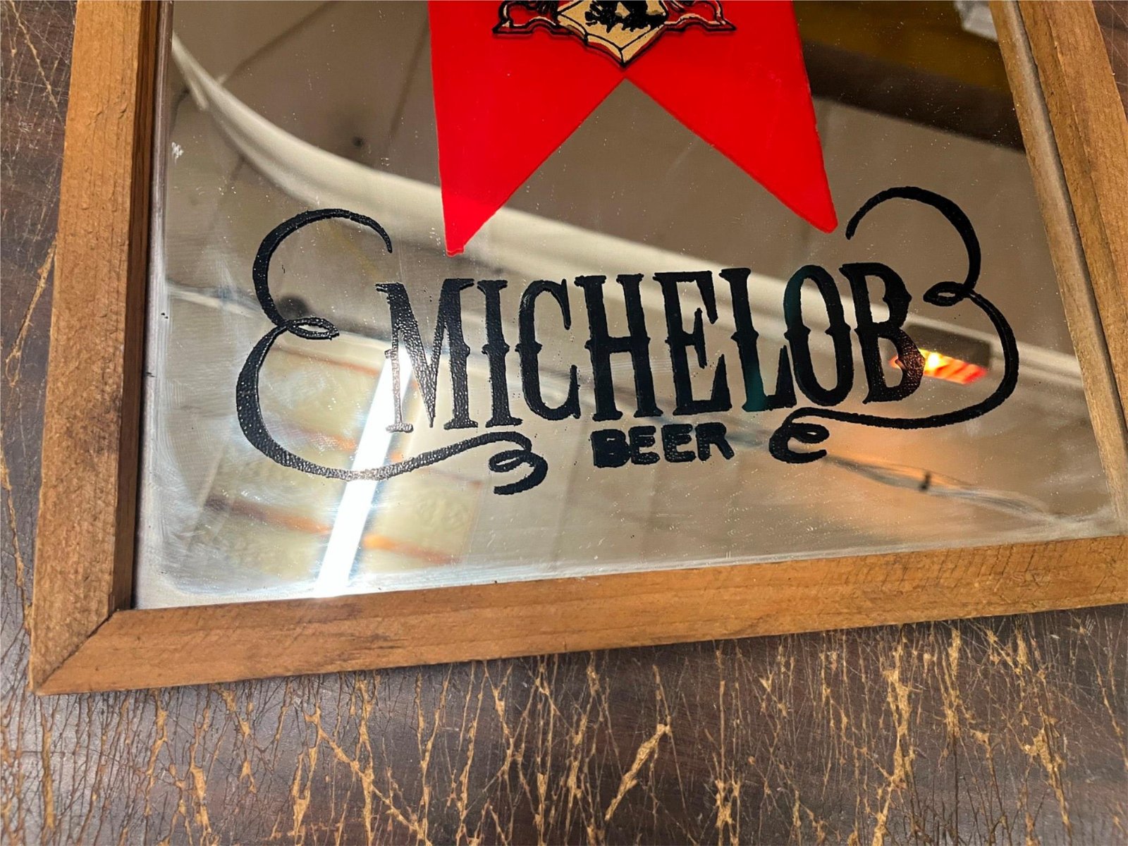 img6524_b7e06f3e-f069-4273-9836-c55c0b65ab1a.jpg vintage 1980s Made In USA Michelob Beer Mirrored Advertising Sign 13X13