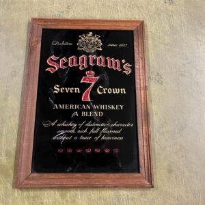 vtg 1980s Made In USA Seagrams 7 Crown American Whisky Mirrored Advertising Sign