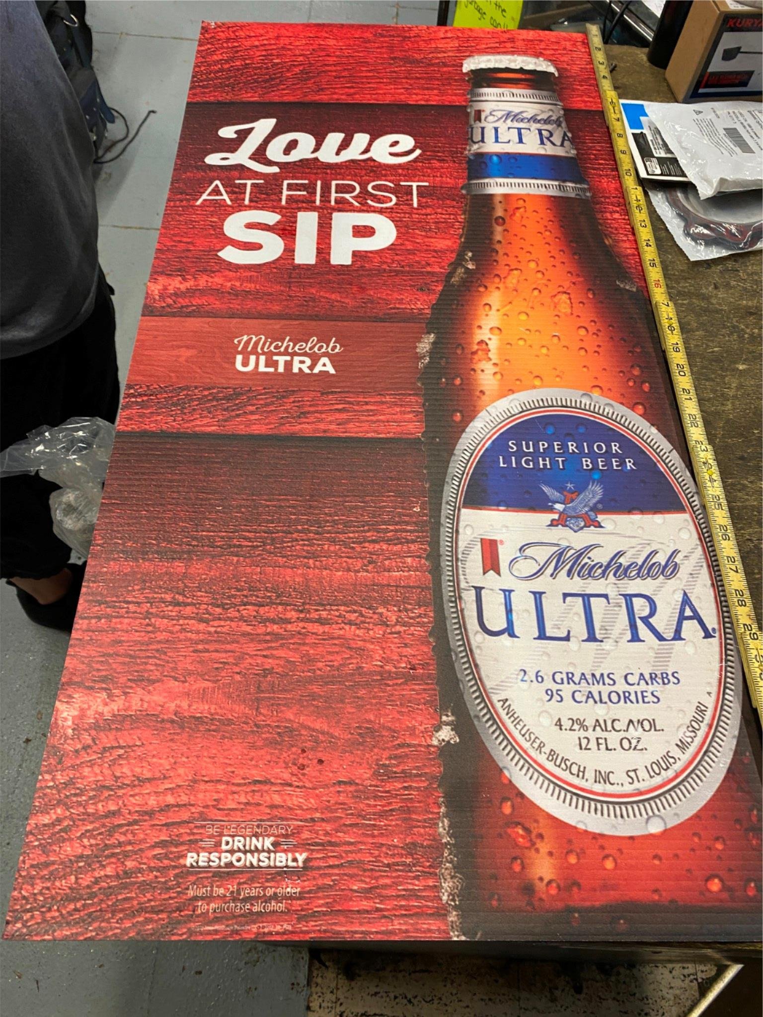 img6672_a9fb4a35-085d-4f4a-9724-4f316385308c.jpg Michelob Ultra Beer Sign Texas Road House 36x18 Advertising Corrugated Man Cave!