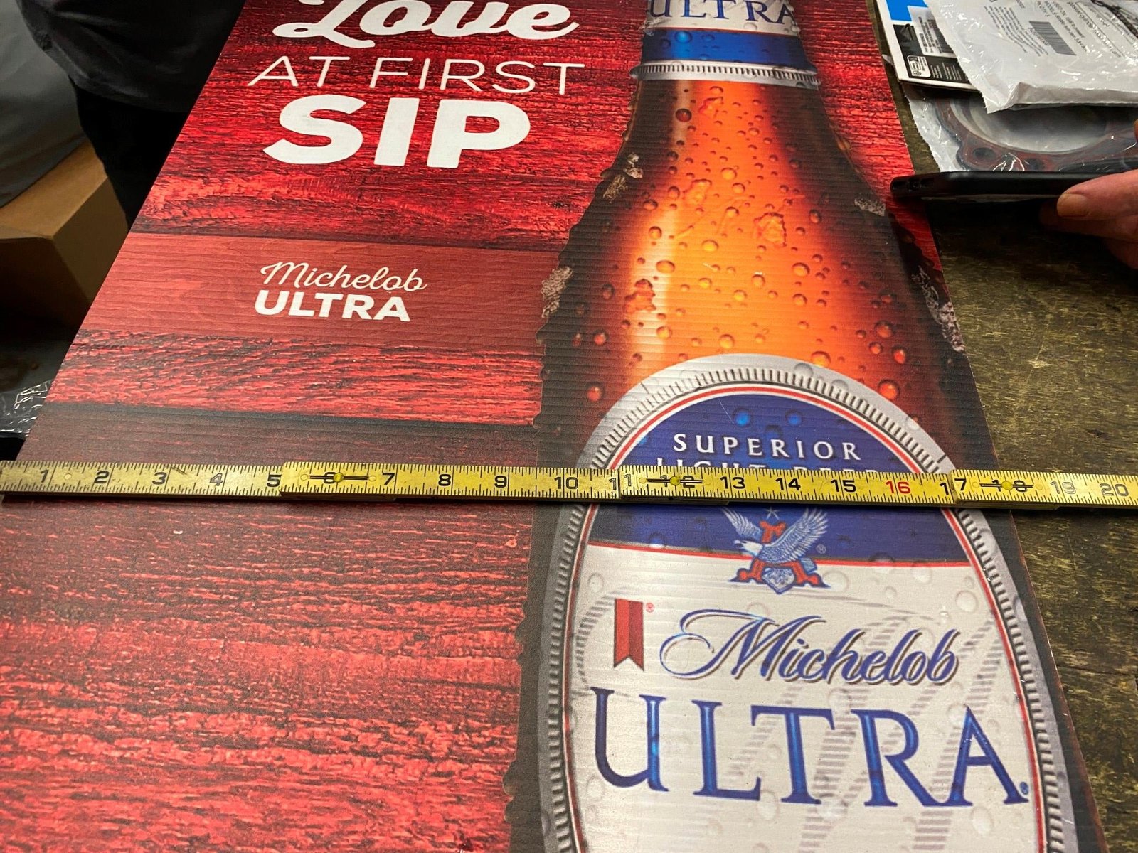 img6673_4d5adb83-e715-4a7c-8b05-38b77d8bb002.jpg Michelob Ultra Beer Sign Texas Road House 36x18 Advertising Corrugated Man Cave!