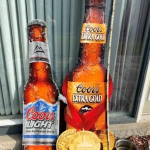 Vtg Coors Extra Gold Tin Beer Sign advertising 58" Man Cave Tavern BAr room brew