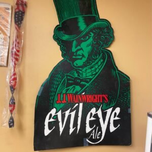 jj wainrights evil eye Ale Beer sign 25" Double sided Advertising Pittsb Brewing