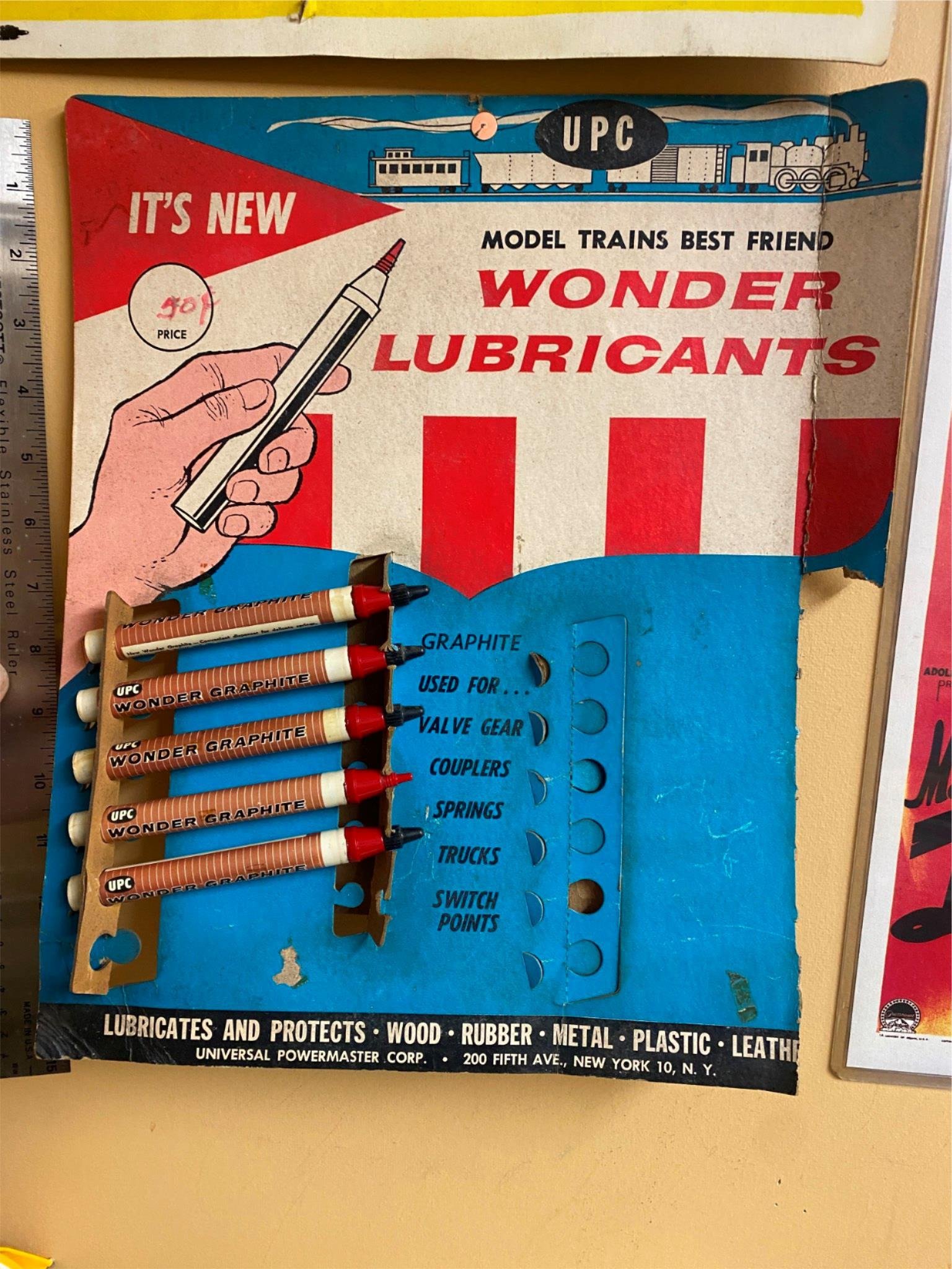 img7381.jpg Vtg Wonder Graphite Advertising Store Sign Display Lionel Flyer Trains Toy Tools