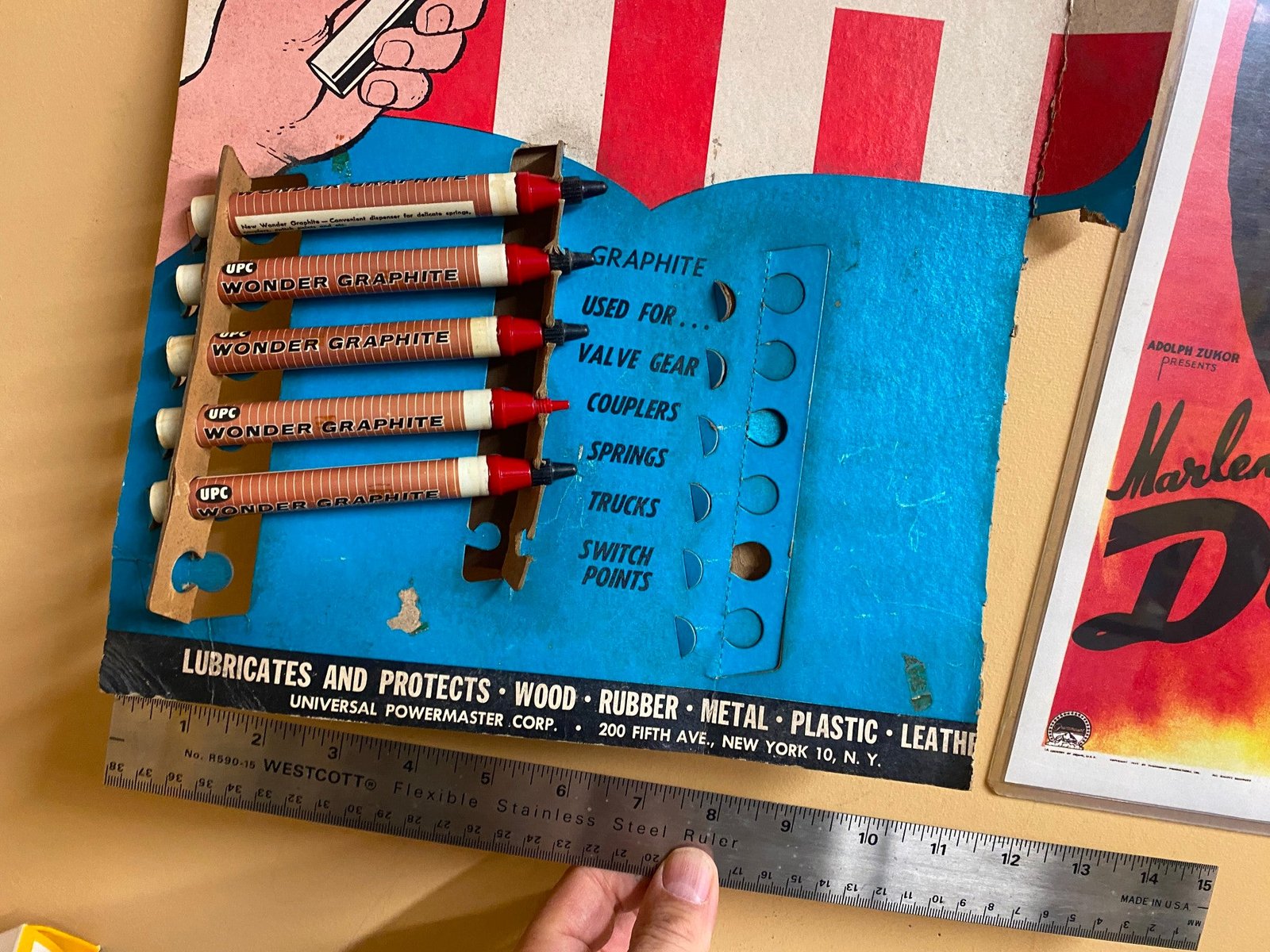 img7383.jpg Vtg Wonder Graphite Advertising Store Sign Display Lionel Flyer Trains Toy Tools