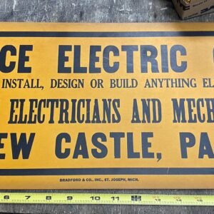Vtg Electrical Contractor Sign 1950's Advertising New Castle Pa Building Collect