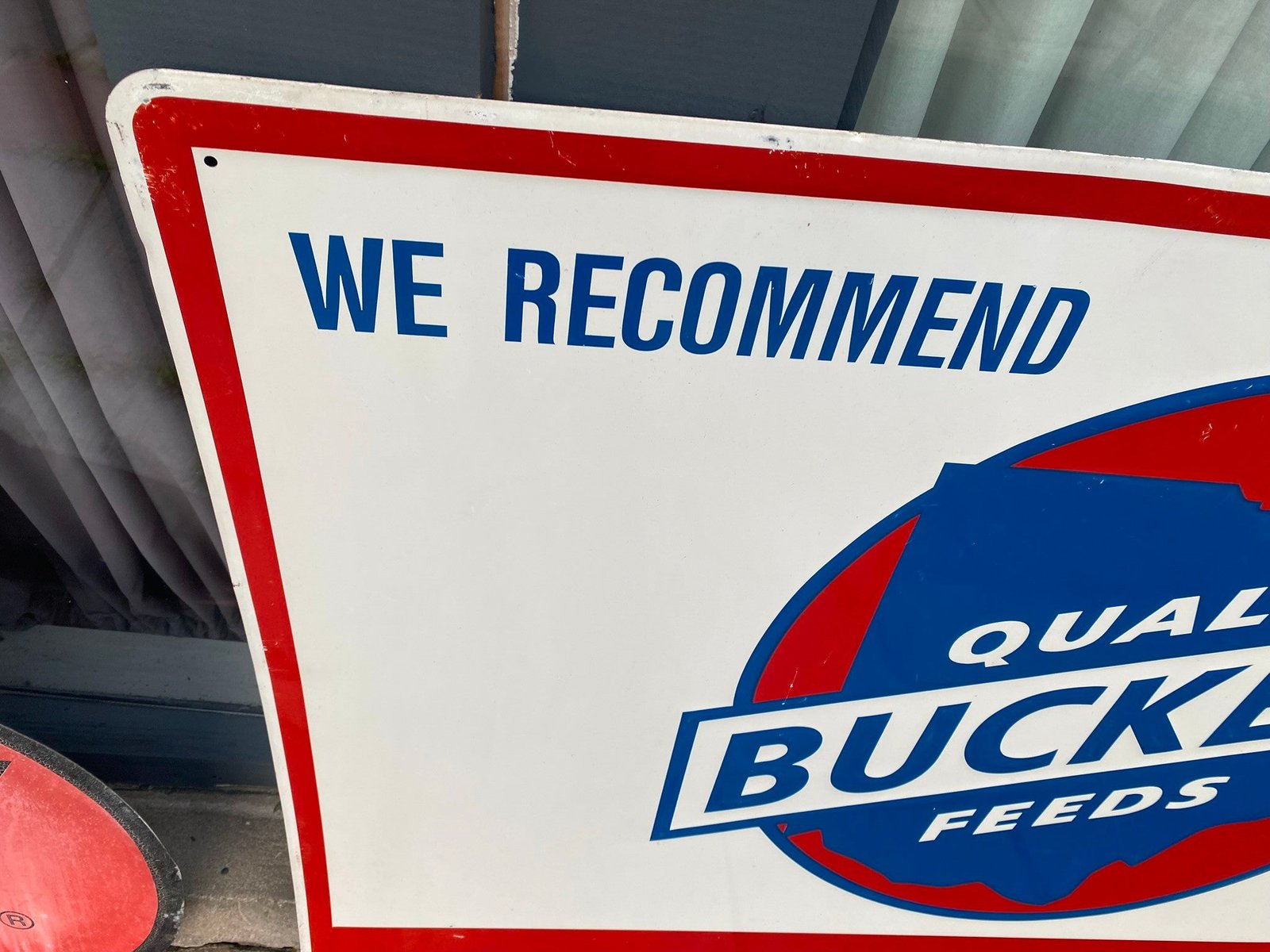 Vtg 36x48 Buckeye Feed Metal Tin Sign Advertising General Store Hardware Oil Gas