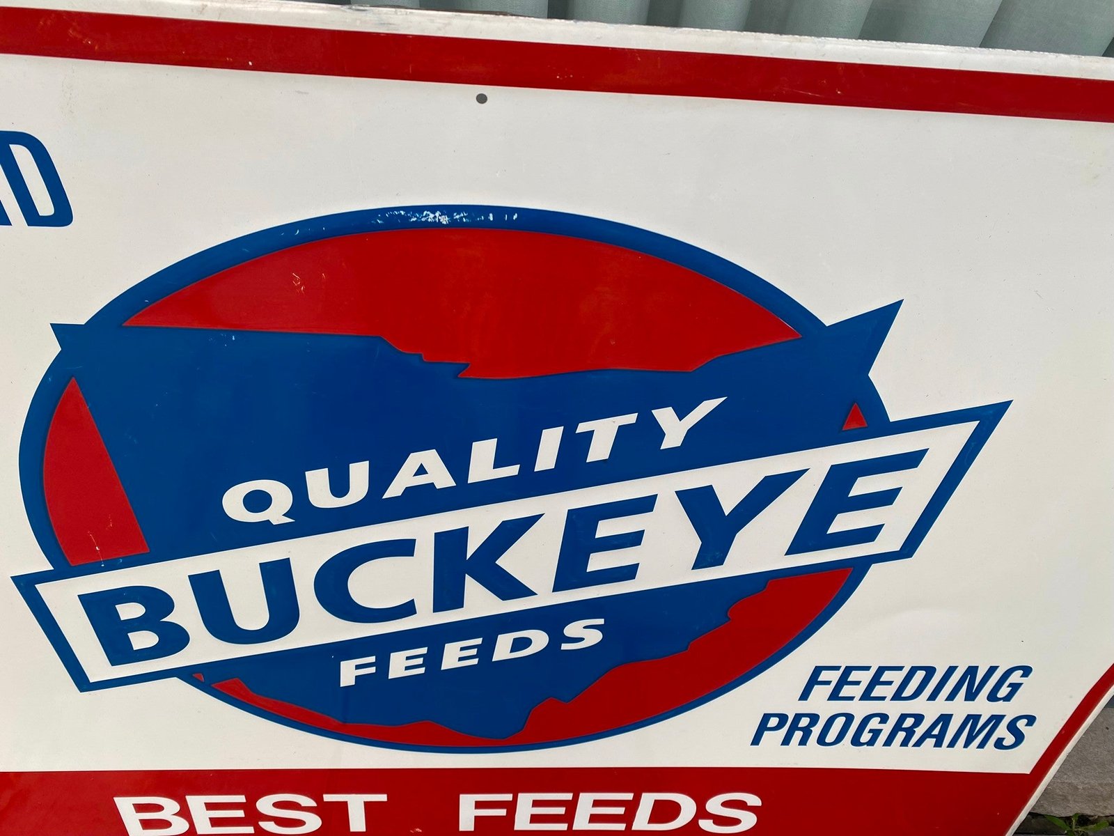 Vtg 36x48 Buckeye Feed Metal Tin Sign Advertising General Store Hardware Oil Gas