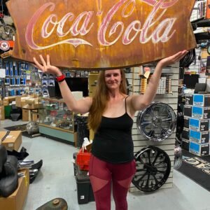 Vtg 1950's Coke Coca Cola Fishtail Sign Great Patina Tin Advertising Soda Collec