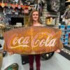 img8151_43665b47-b7b7-42b2-8056-278cdd52c6a3.jpg Vtg 1950's Coke Coca Cola Fishtail Sign Great Patina Tin Advertising Soda Collec