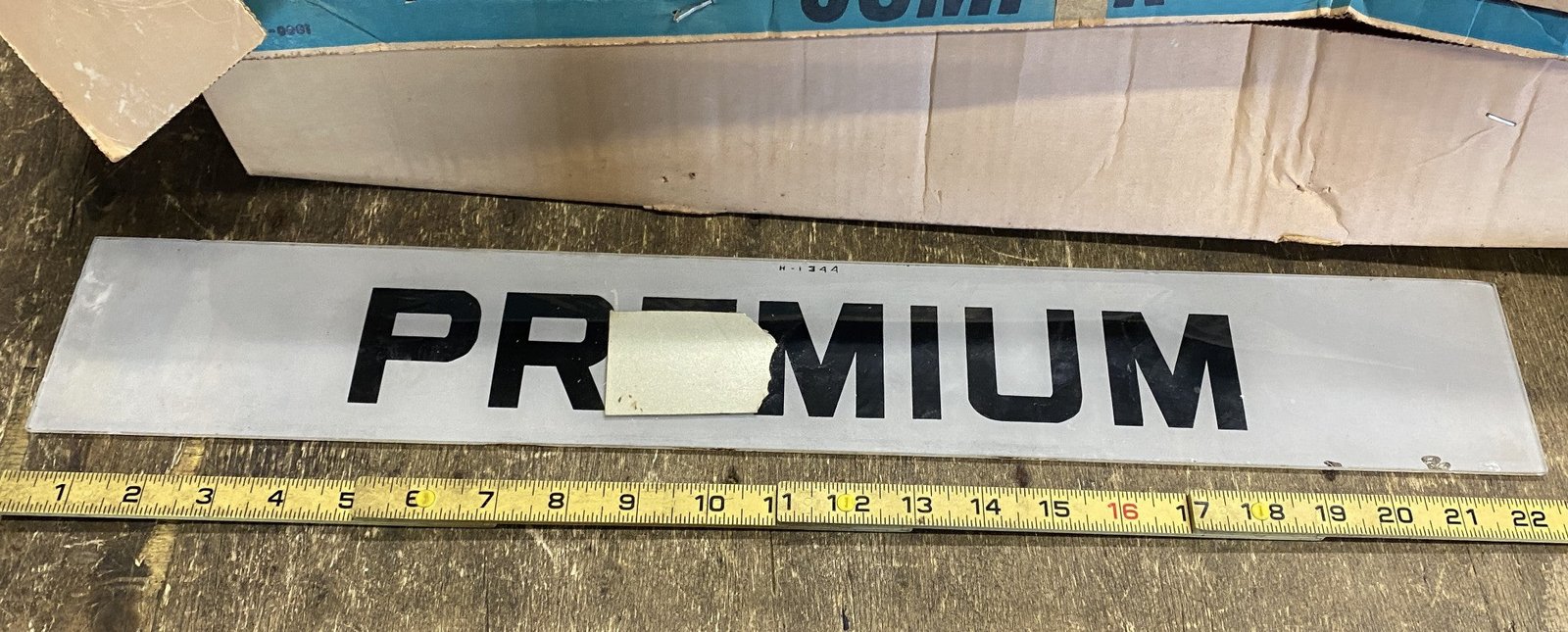 Vtg Gas Pump Glass Insert Premium 1944 WW2 Bennett? Face Plate Orig Gasoline