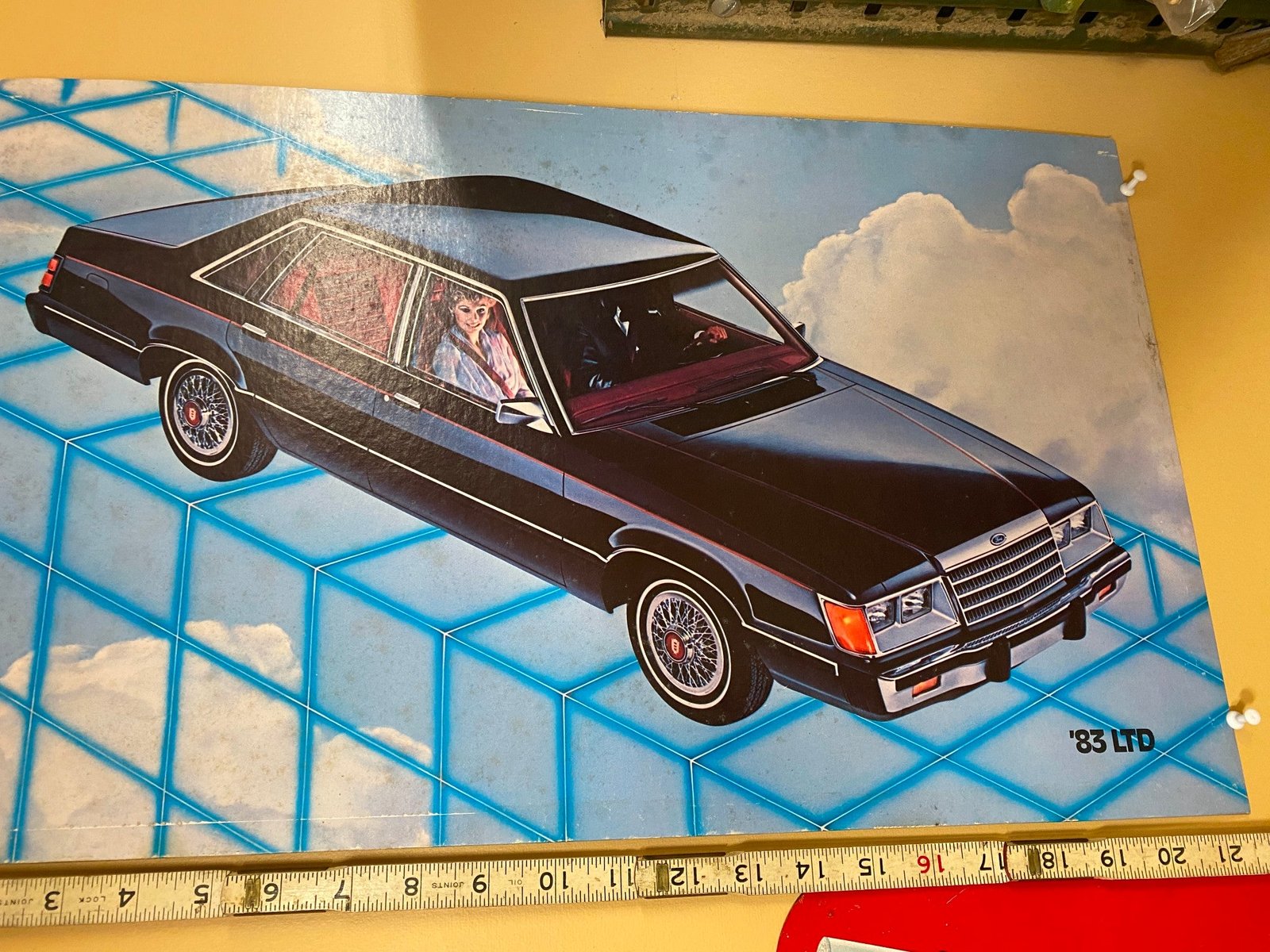 img8701_93668850-1915-4491-bb07-7478a024ad86.jpg 1983 Ford Ltd Vtg Advertising Sign Dealer Galaxie Torino 21x13 Gas OIl Collector