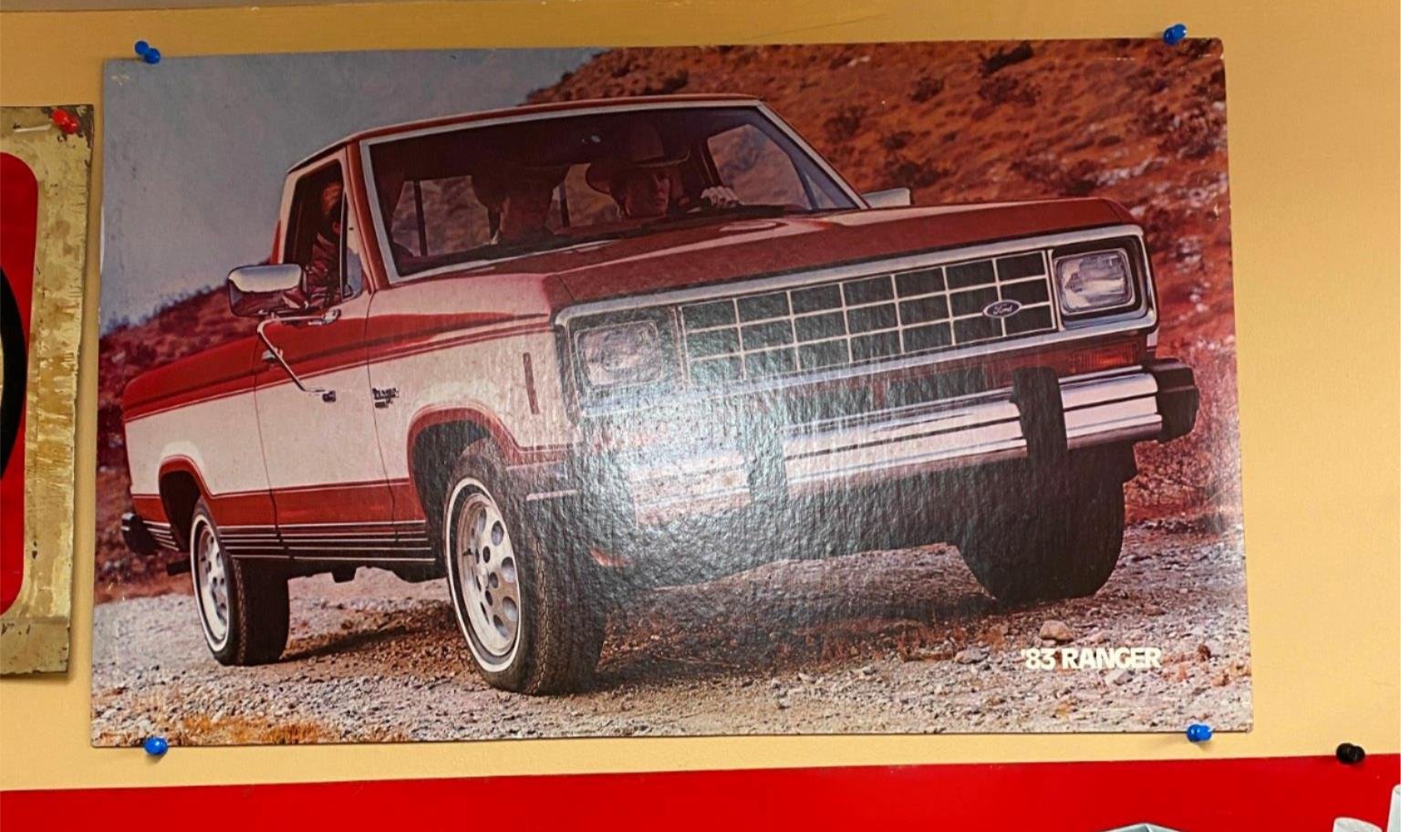 1983 Ford Ranger Pickup Truck Vtg Advertising Sign Dealer 21x13 Gas OIl Collecto
