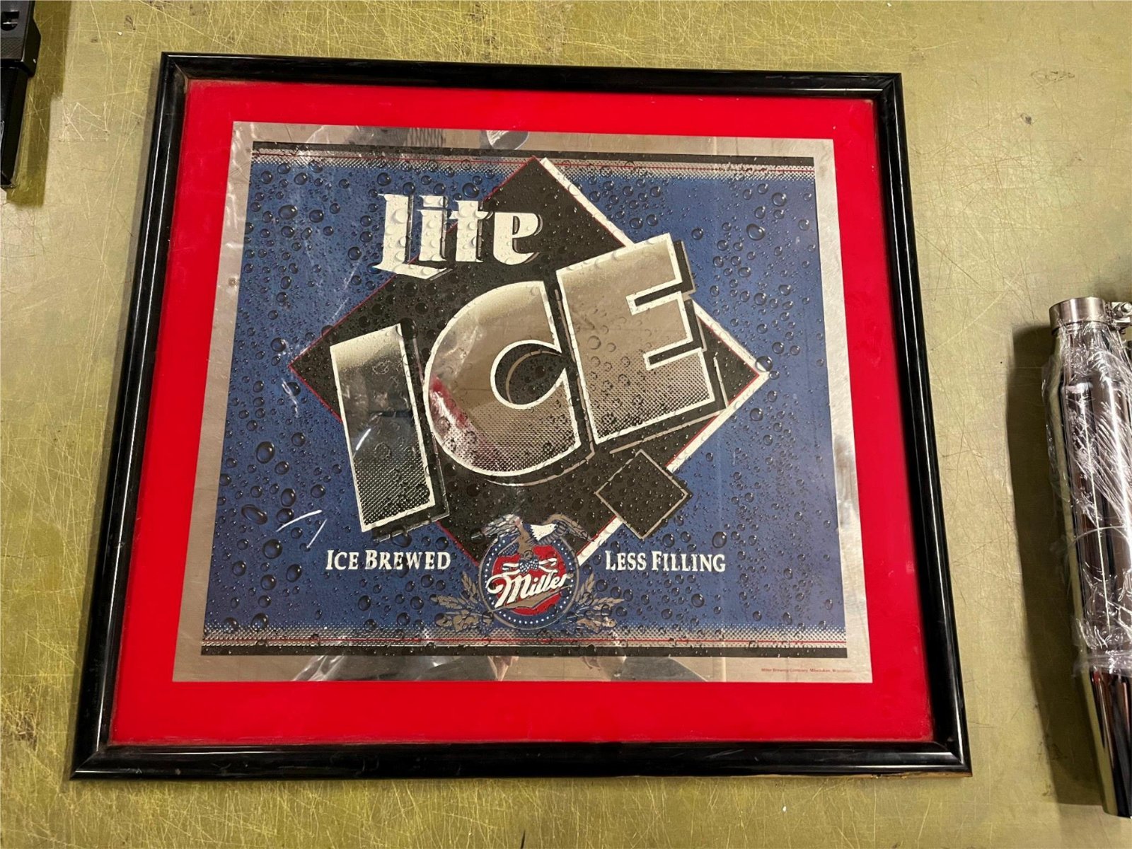 img8759_41b12681-2477-465b-94c6-8cb8fdcafaf1.jpg Vintage 1995 Made In USA Miller Lite Ice Frames Advertising Bar Sign 32X29