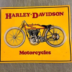 VTG Harley Davidson Motorcycles Yellow Tin Metal Antique Style Advertising Sign