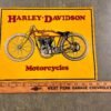 img8843_94c0a676-d8d1-476f-8725-c08a9f22836f.jpg VTG Harley Davidson Motorcycles Yellow Tin Metal Antique Style Advertising Sign