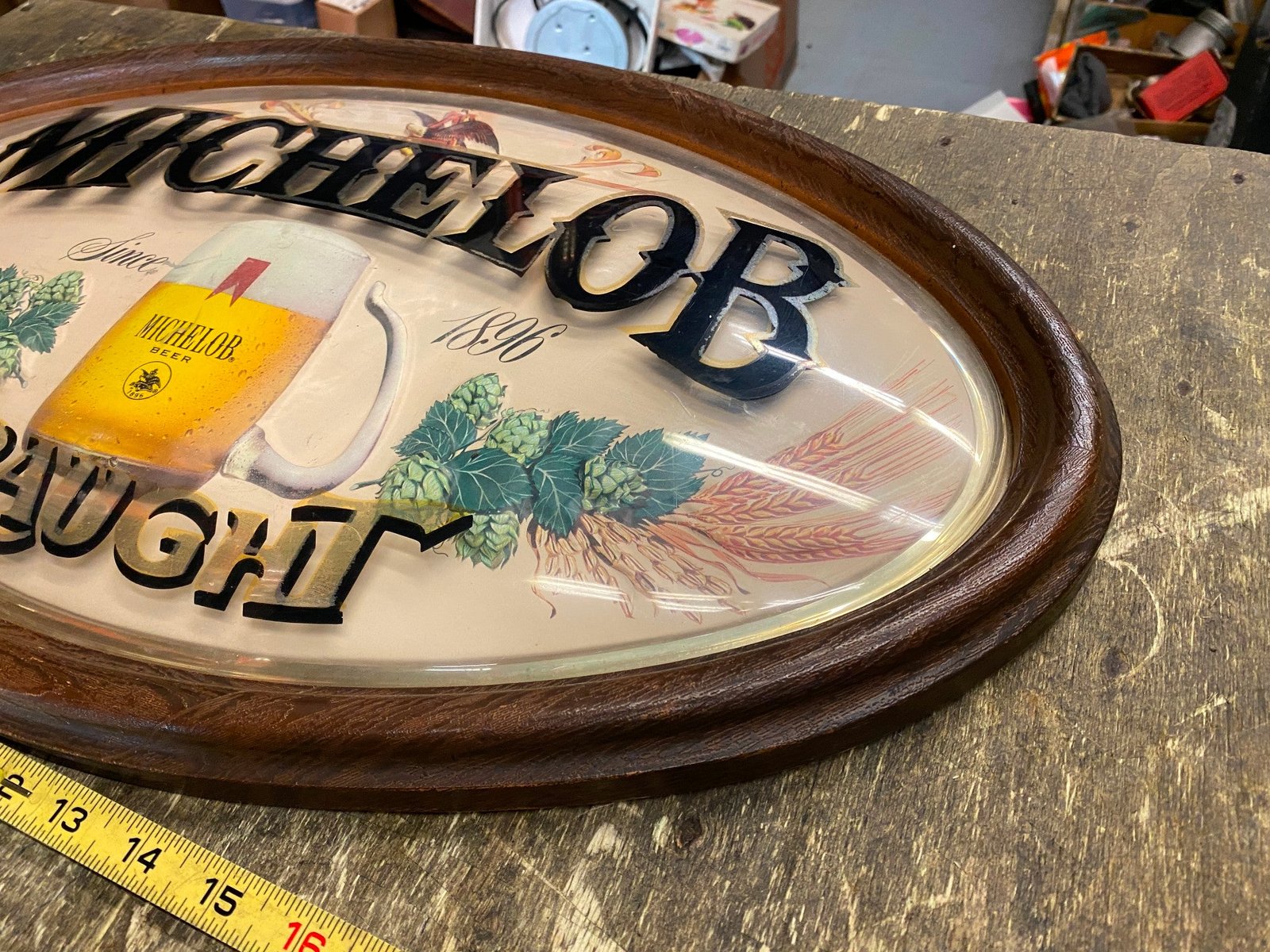 VTG Michelob Beer Bar Bubble Sign Oval 23 x 15 Mancave Bar TAvern Garage Draught