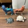 Vintage Lot of 4 Spiritual Designed Animals  Wolves & Turtles Marble