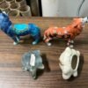 Vintage Lot of 4 Spiritual Designed Animals  Wolves & Turtles Marble