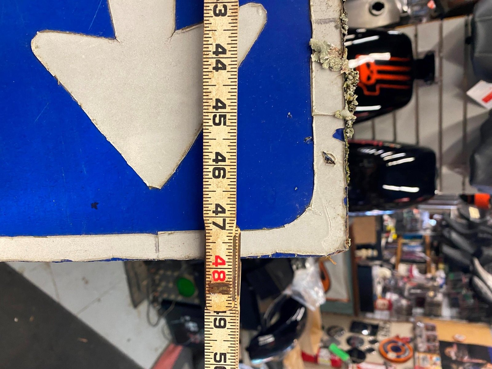 Vtg Sign Mcville Airport Road Street Airplane Oil Gas Advertising 48x15 Garage!