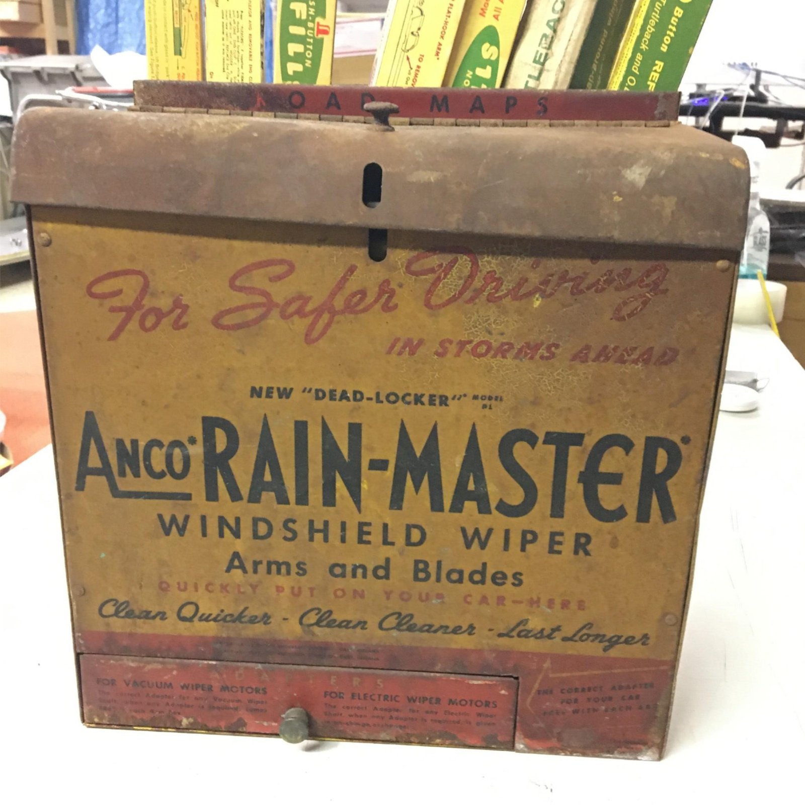 Vtg 1940's Anco Wiper display Auto Part Oil Gas Petroliana Sign Service Station