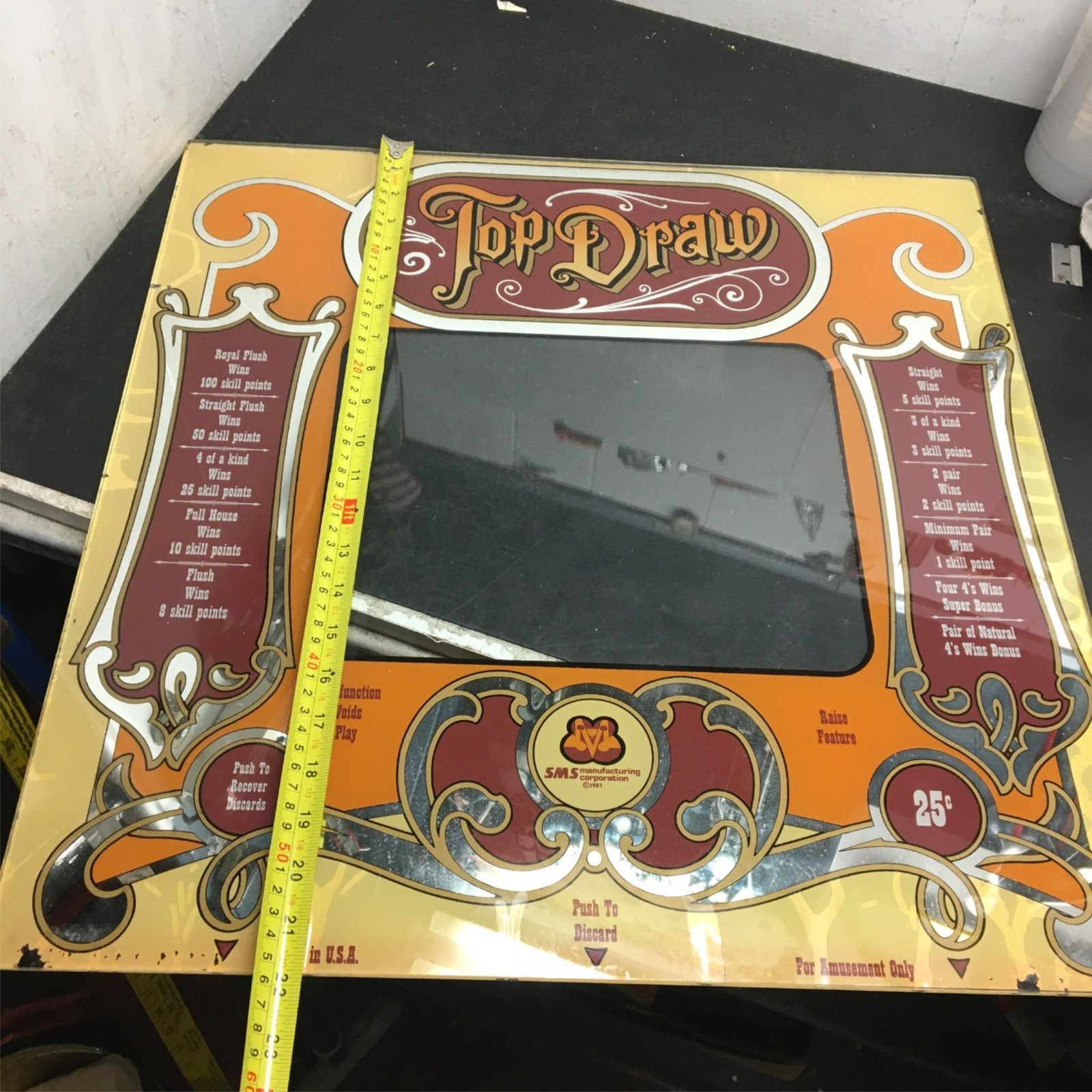img9264_a728e879-17be-441d-8211-77cc7bad8f81.jpg Vintage Glass SMS87" Top Draw Bar Arcade Gambling Machine Video Game Frame Panel