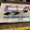 Turbo Start Battery Sign Advertising New Castle PA Tin Auto Oil Gas collector