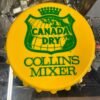 vtg Canada Dry Collins Mixer yellow bottle cap sign collectable wall accessory