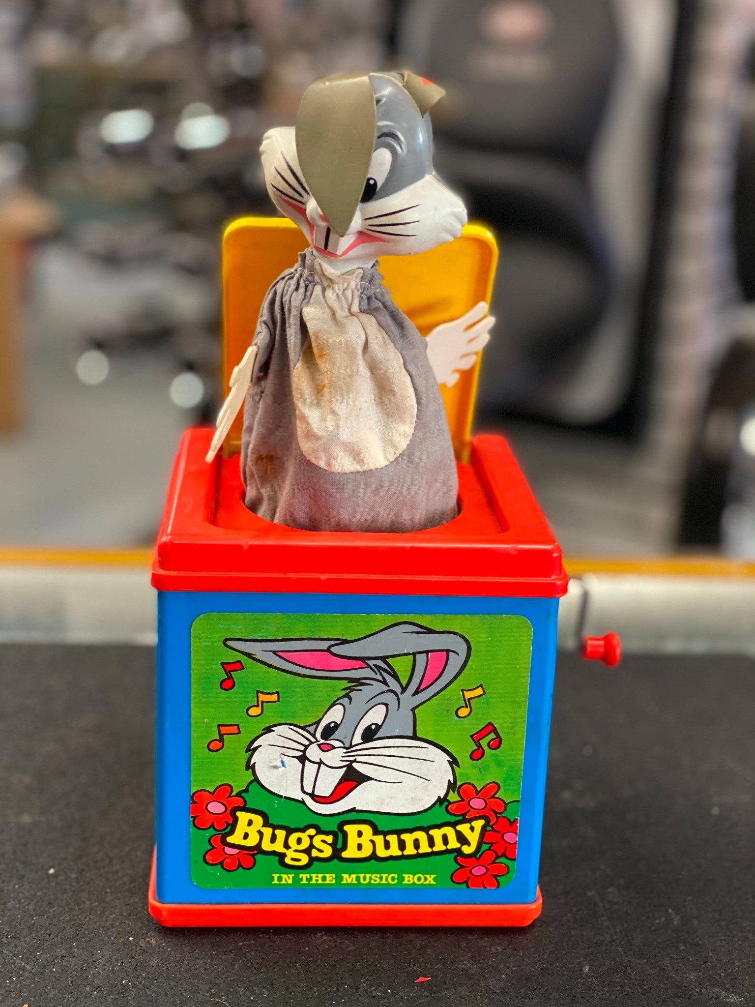 Vintage Warner Bros 1976 Mattel Bugs Bunny Music Jack In The Box Toy Pop up work