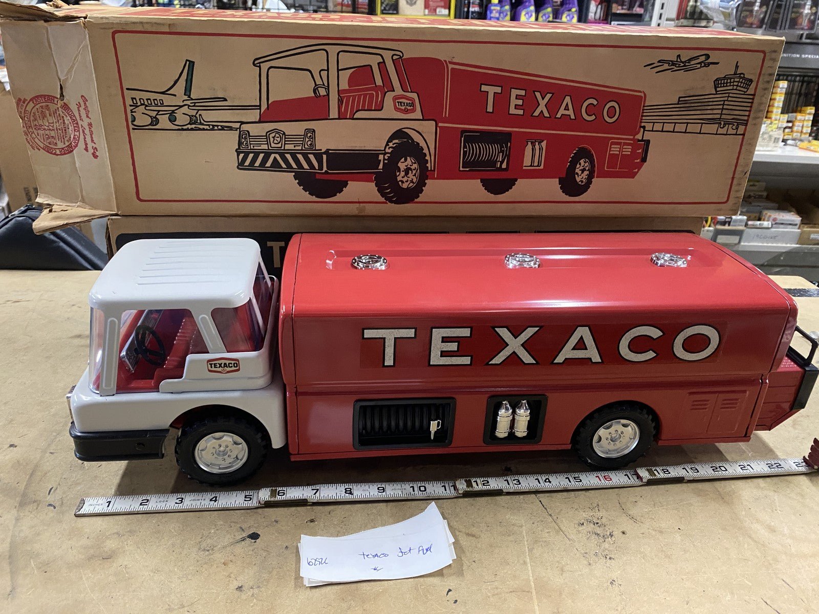Vintage 1960s Texaco Promo Jet Fuel Truck Toy Pressed Steel Minty Original Box