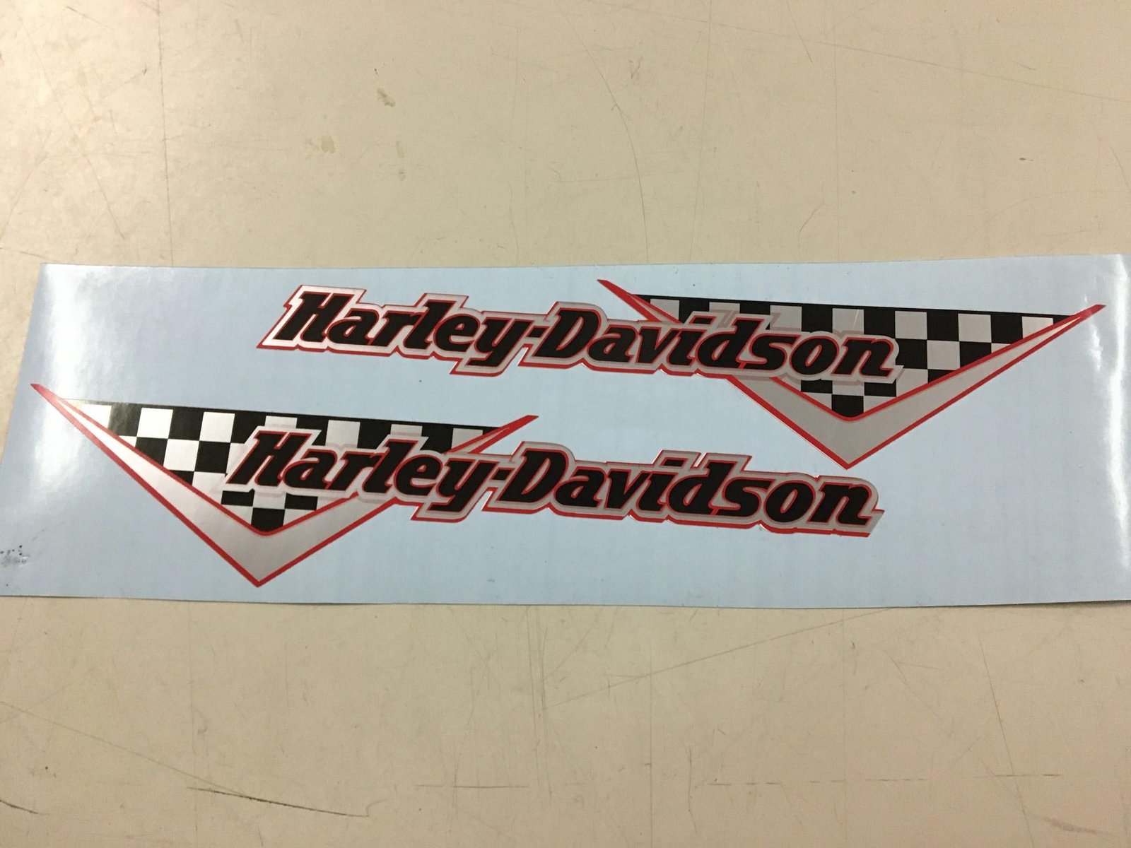 Harley Racing Decal Stickers Road King Sportster Dyna FXR Red Silver Black Check