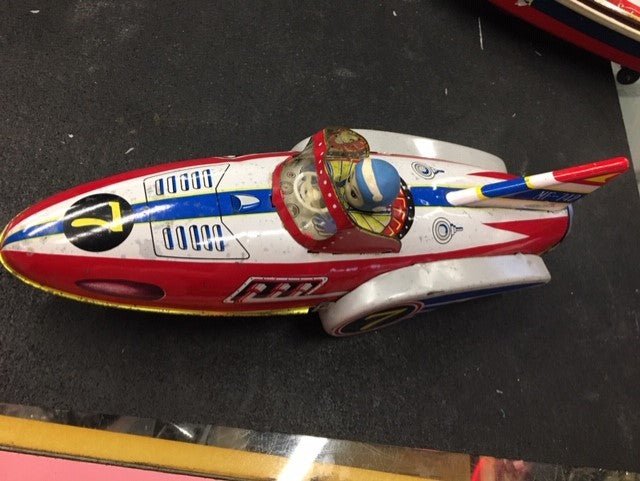 vintage 1960 repop tin mf-742 rocket racer ship Friction Toy Pressed steel