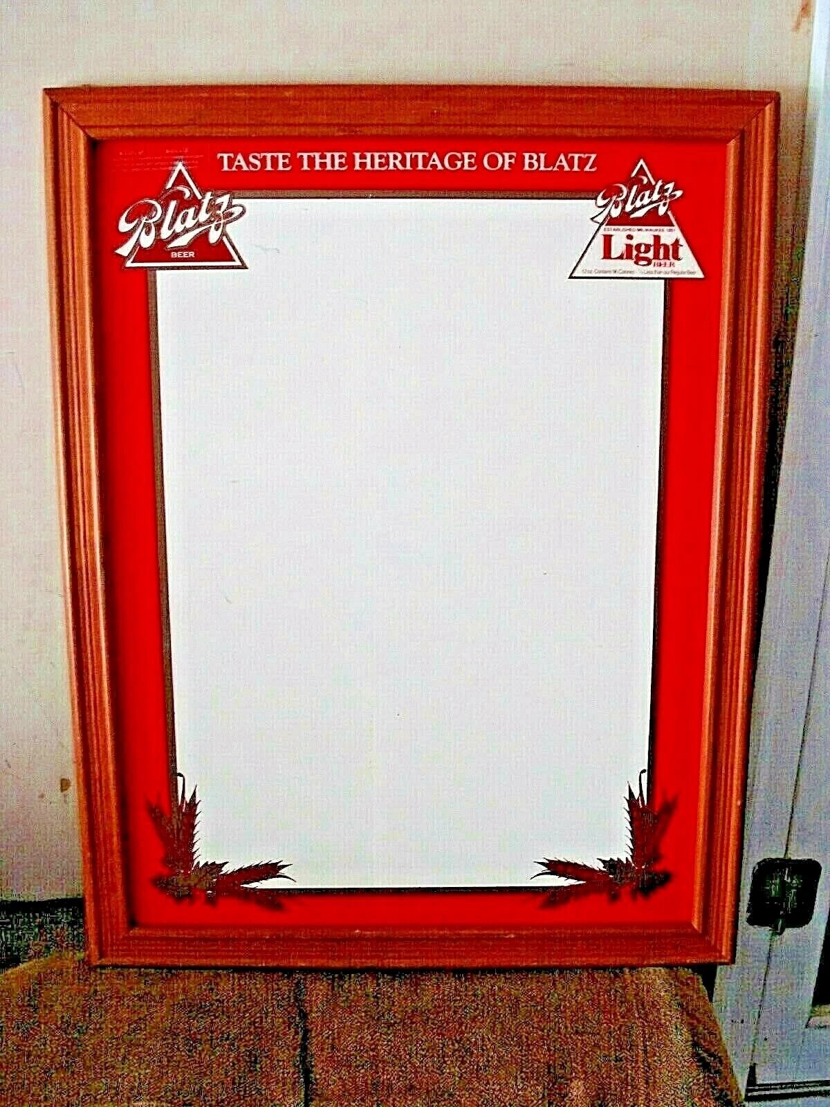NOS Taste the Heritage Blatz Light Beer Dry Erase Menu Board Sign Breweriana Vtg